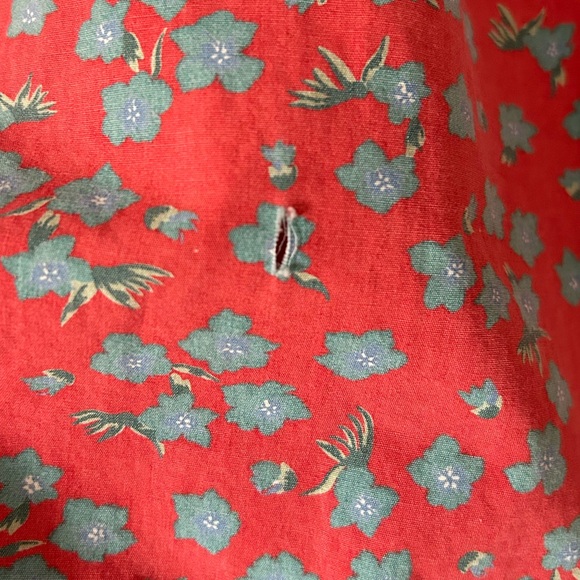 L.L. Bean Red and Blue Floral Button Down Shirt - Picture 9 of 9